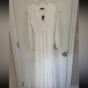 Lulu’s White Chiffon Dress. New.